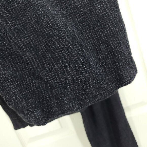 Eileen Fisher Petite Linen-Blend Textured Straight Leg Pants PM Black/Gray - Picture 14 of 16